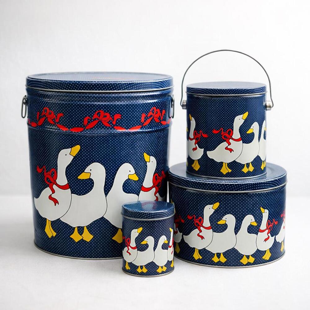 Vintage Goose Tin Canister Set – Set of 4 Nesting Storage Tins